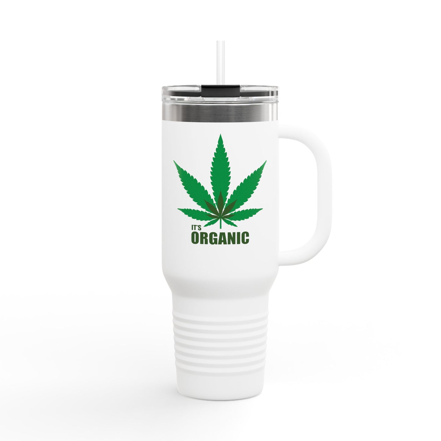 Eco-Friendly Insulated Travel Mug - 40oz with Organic Leaf Design