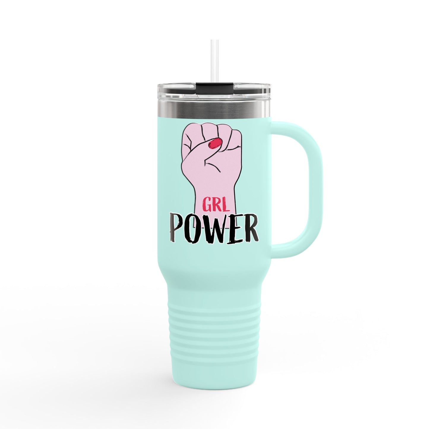 Empowering Insulated Travel Mug - 40oz, 'GRL POWER' Design for Women on the Go