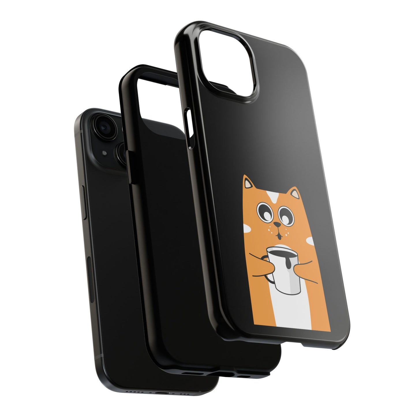 Cute Cat Coffee Lover Phone Case - Durable Protection for Pet Lovers