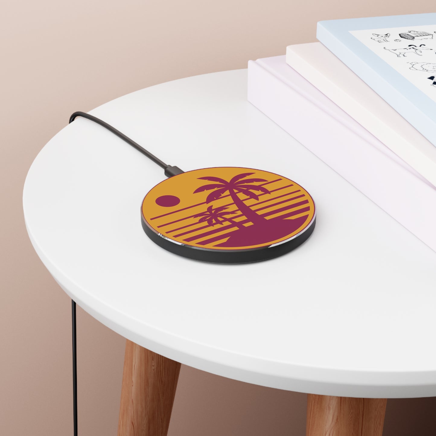 Retro Tropical Wireless Charger - Fast Charging with Palm Tree Design