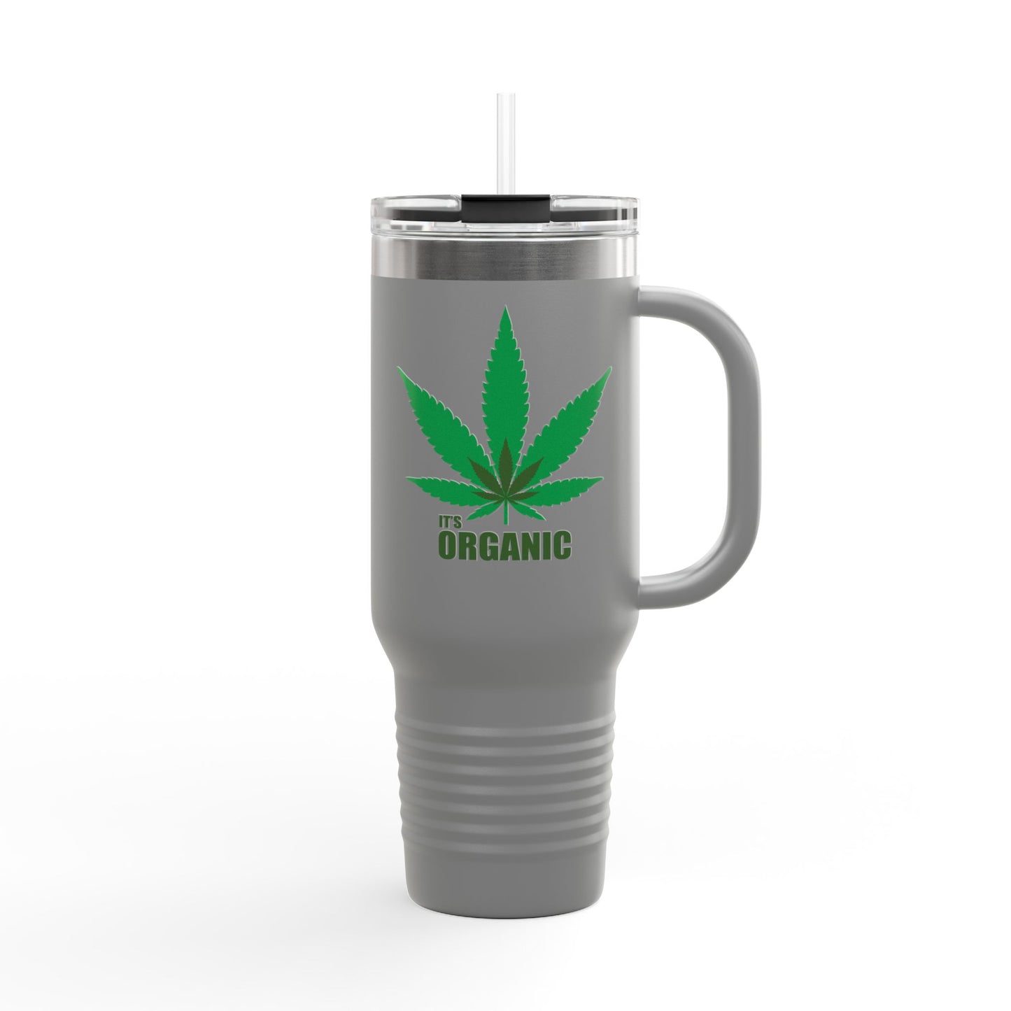 Eco-Friendly Insulated Travel Mug - 40oz with Organic Leaf Design