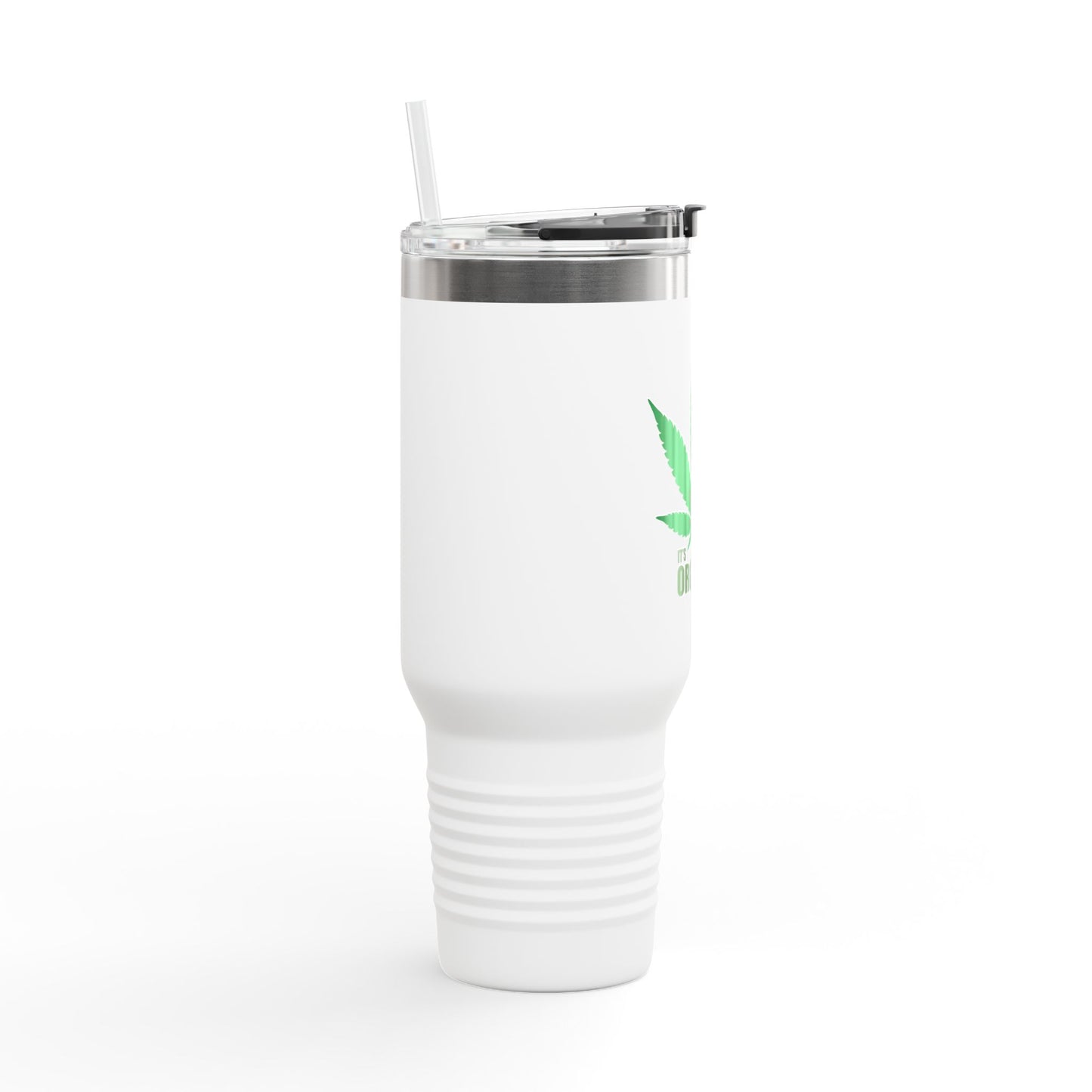 Eco-Friendly Insulated Travel Mug - 40oz with Organic Leaf Design