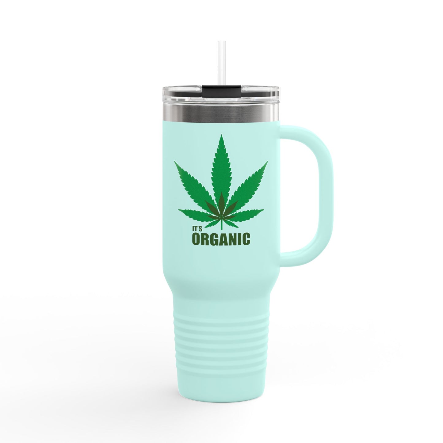 Eco-Friendly Insulated Travel Mug - 40oz with Organic Leaf Design