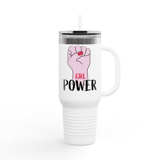 Empowering Insulated Travel Mug - 40oz, 'GRL POWER' Design for Women on the Go