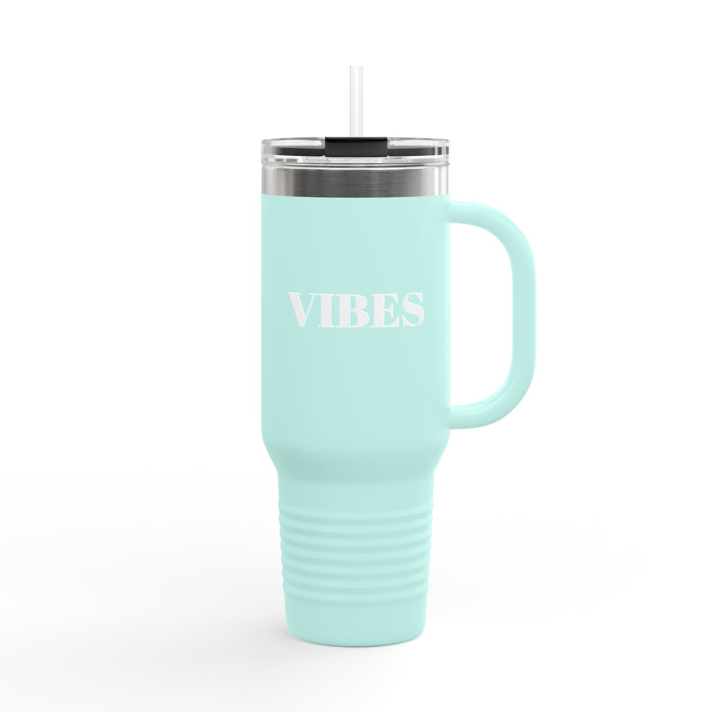 40oz Insulated Travel Mug – Perfect for Coffee Lovers and Adventurers | 'VIBES' Design