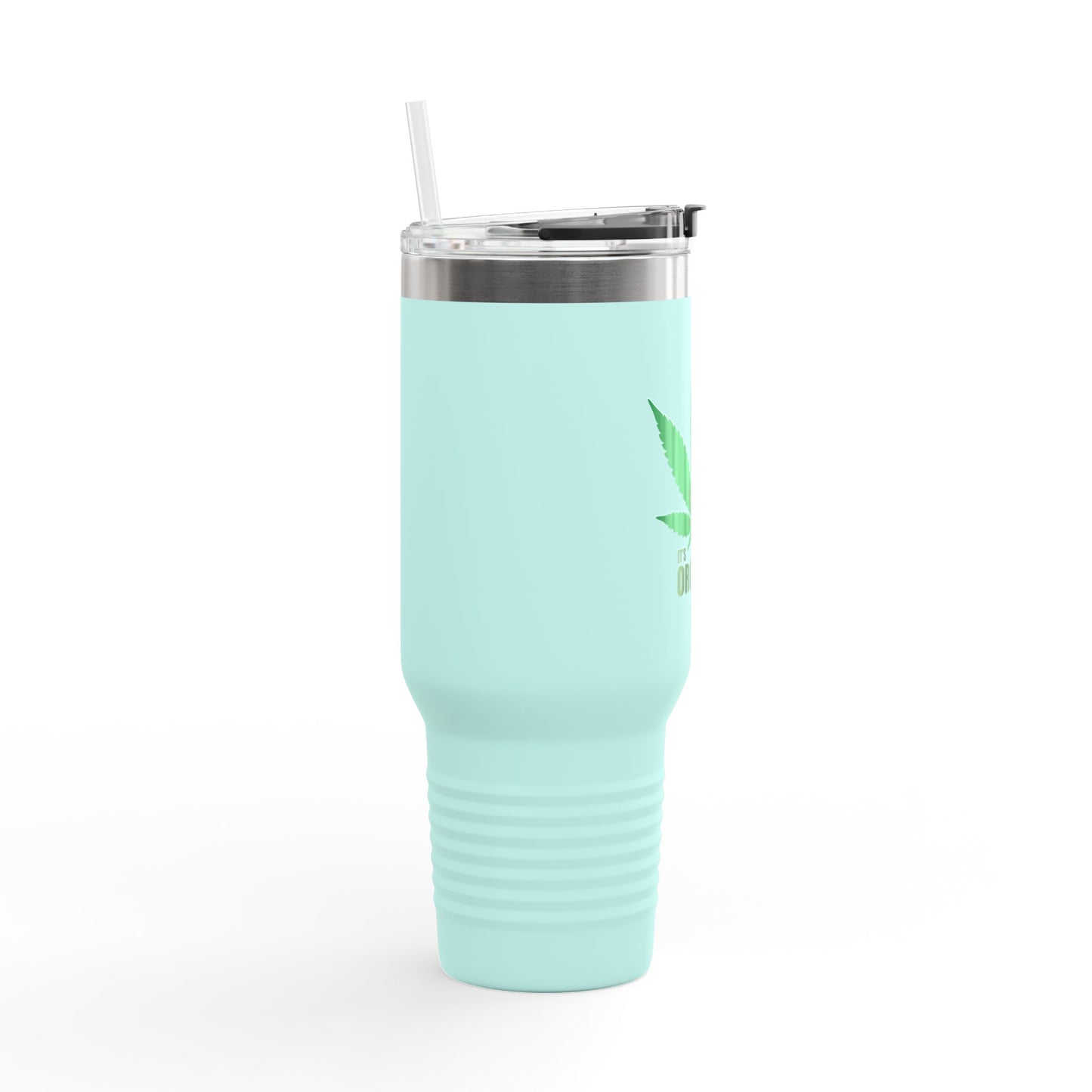 Eco-Friendly Insulated Travel Mug - 40oz with Organic Leaf Design