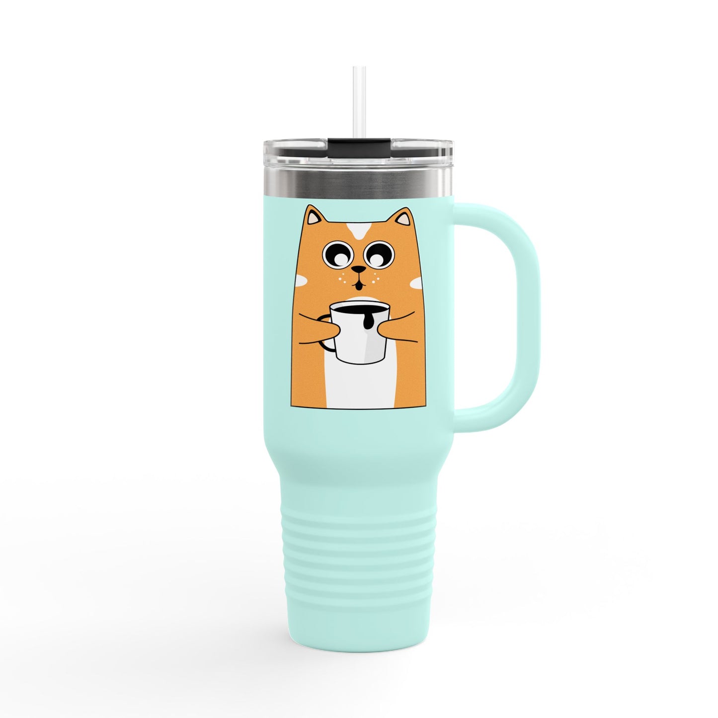 Cute Cat Insulated Travel Mug - 40oz Coffee Tumbler for Animal Lovers