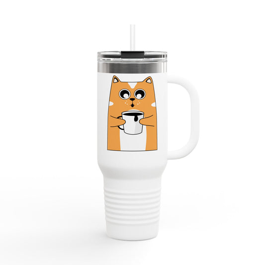 Cute Cat Insulated Travel Mug - 40oz Coffee Tumbler for Animal Lovers