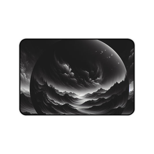 Cosmic Black-White Desk Mat | Sci-Fi Inspired Office Decor