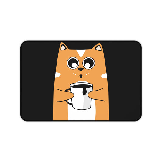 Cute Cat Coffee Desk Mat - Fun Office Decor for Cat Lovers