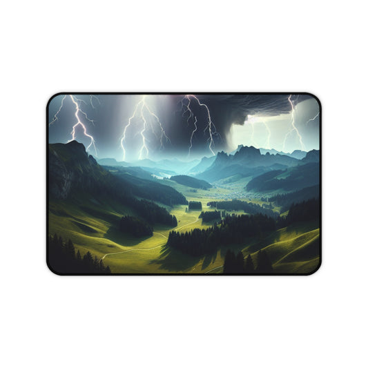 Lightning Storm Landscape Desk Mat - Majestic Nature Mouse Pad for Office Decor