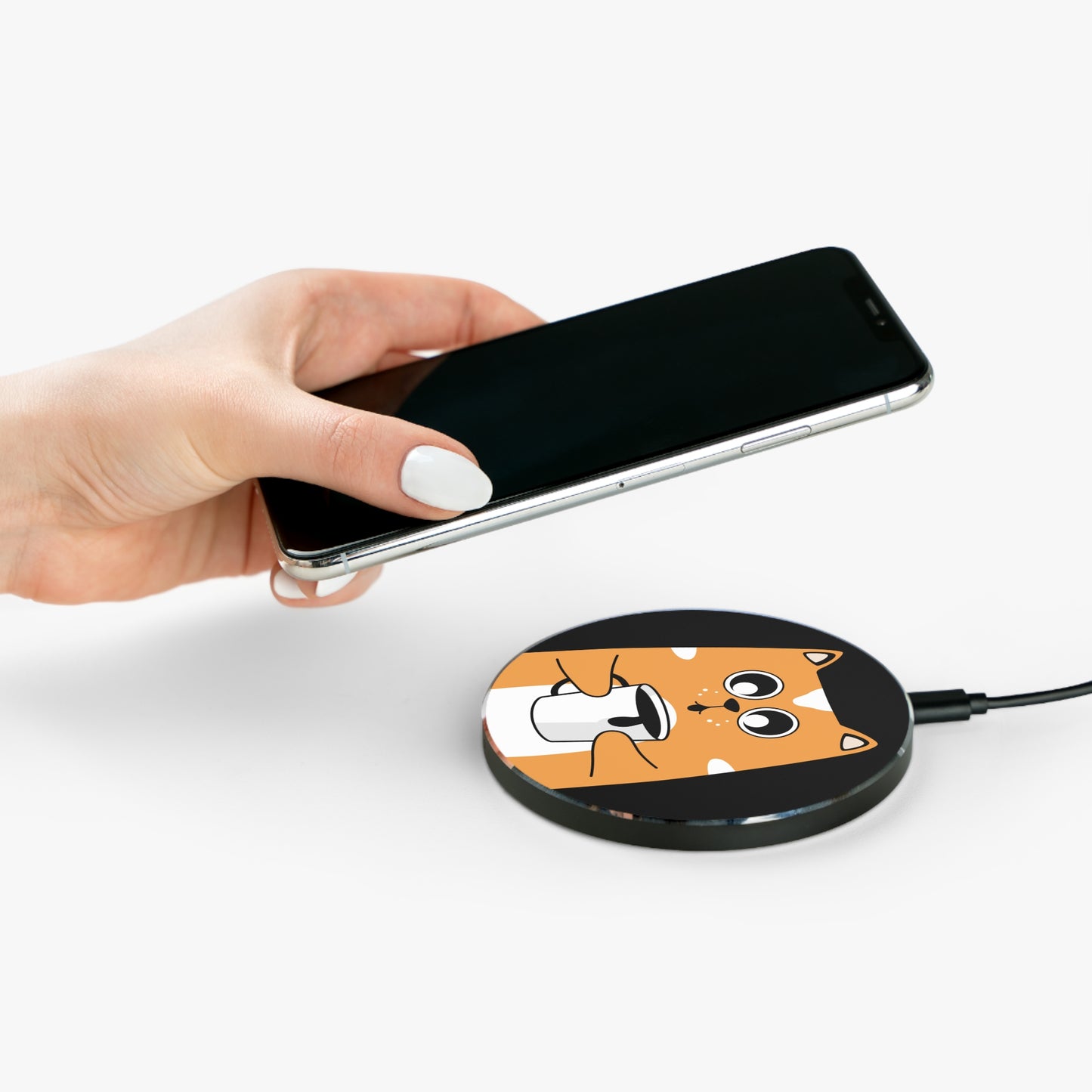 Cute Cat Wireless Charger with Coffee Mug Design - Fast Charging Pad for Pet Lovers