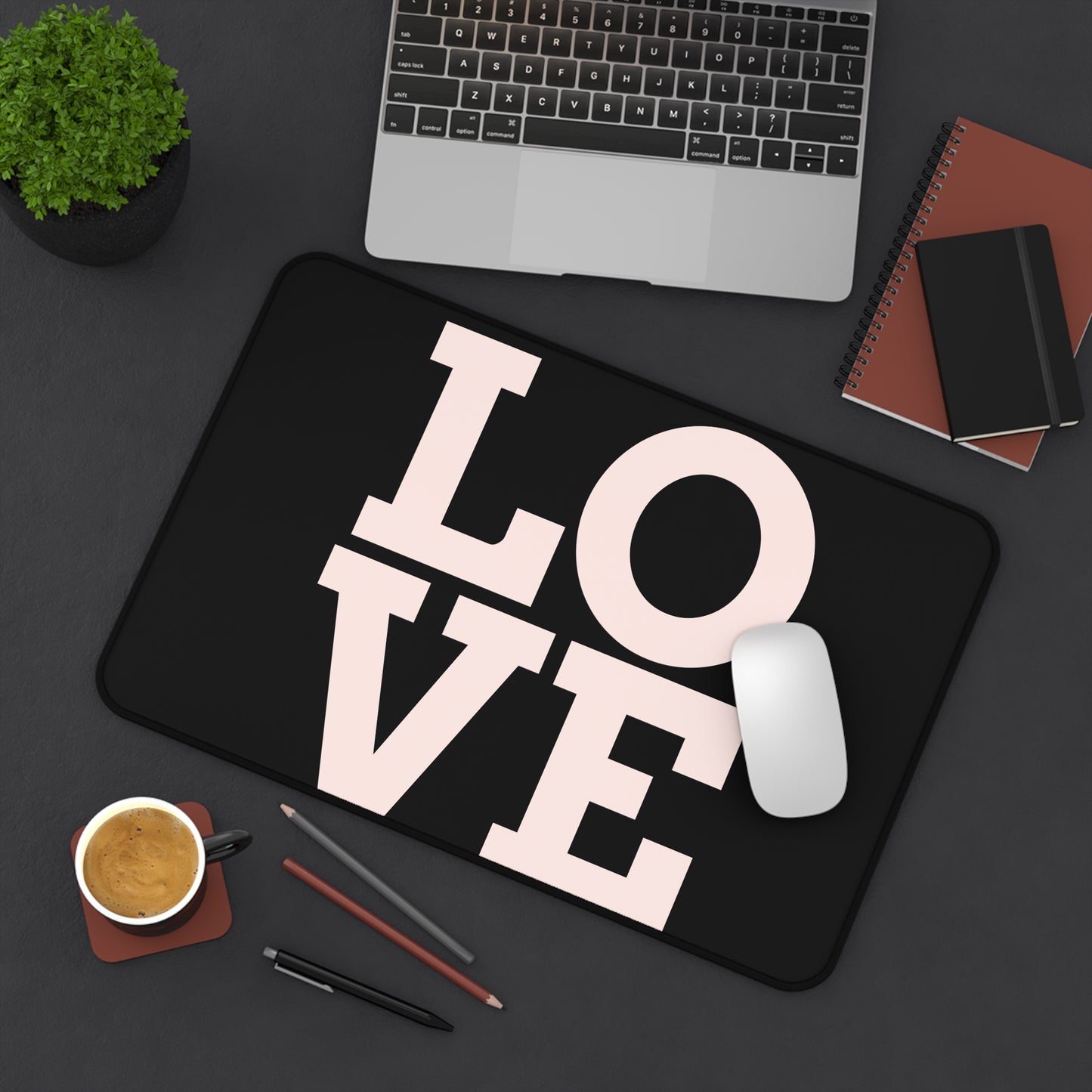 Love Desk Mat - Stylish Black Desk Pad for Home Office Decor and Gift