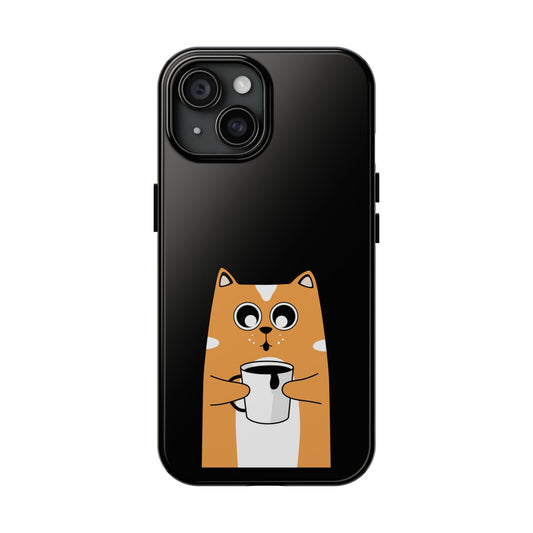 Cute Cat Coffee Lover Phone Case - Durable Protection for Pet Lovers